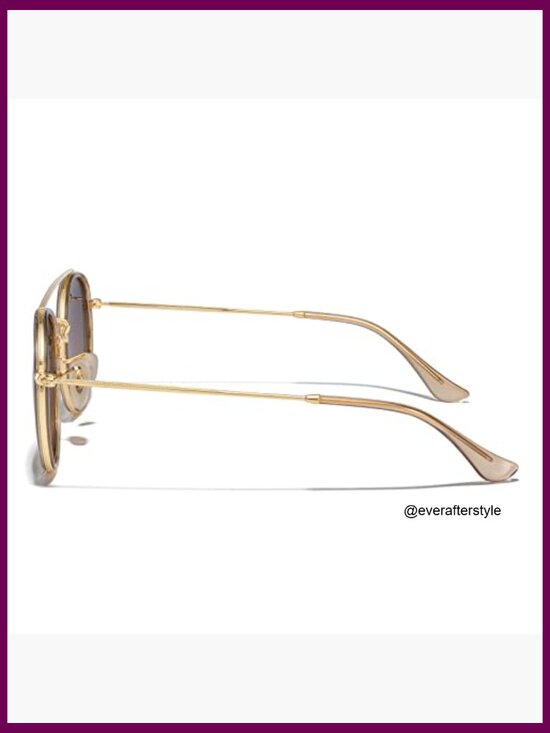 Retro Round Polarized Sunglasses, Metal Frame, Unisex Double Bridge